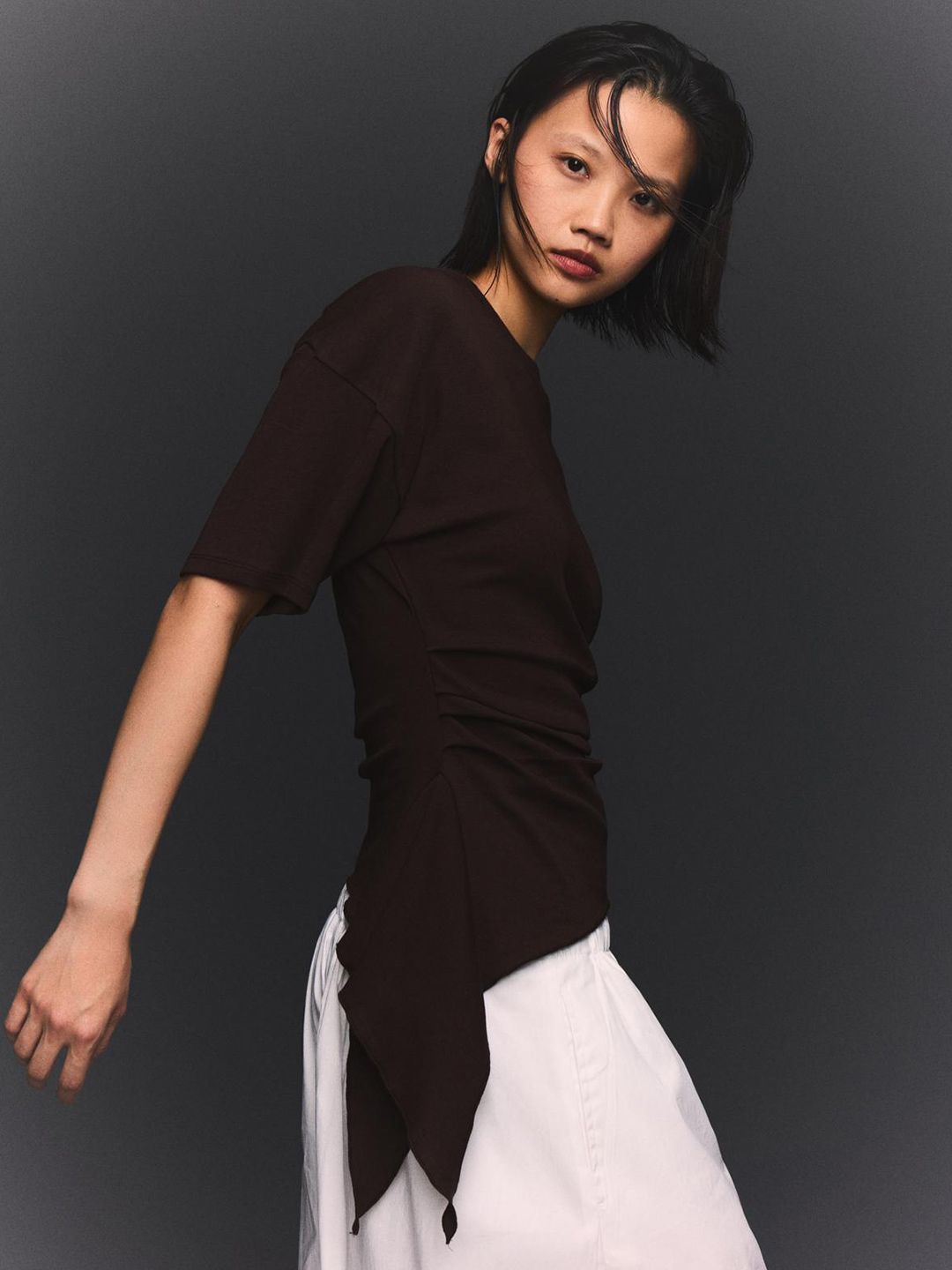 Short sleeve ruched T-shirt
