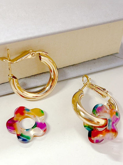 Floral Hoop Earrings