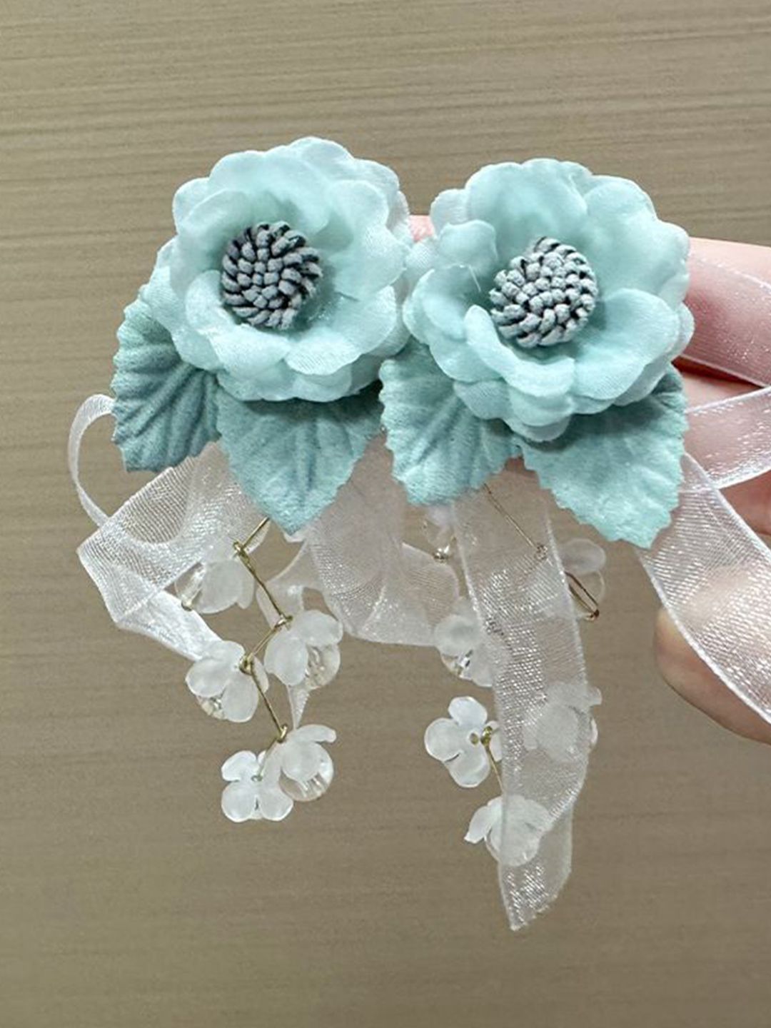 Artificial Beads Floral Shaped Drop Earrings