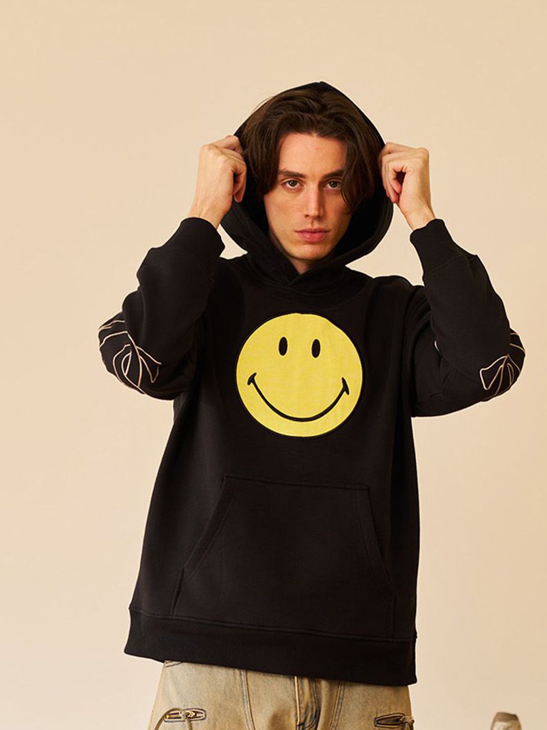 Men Graphic Printed Hooded Pullover Sweatshirt