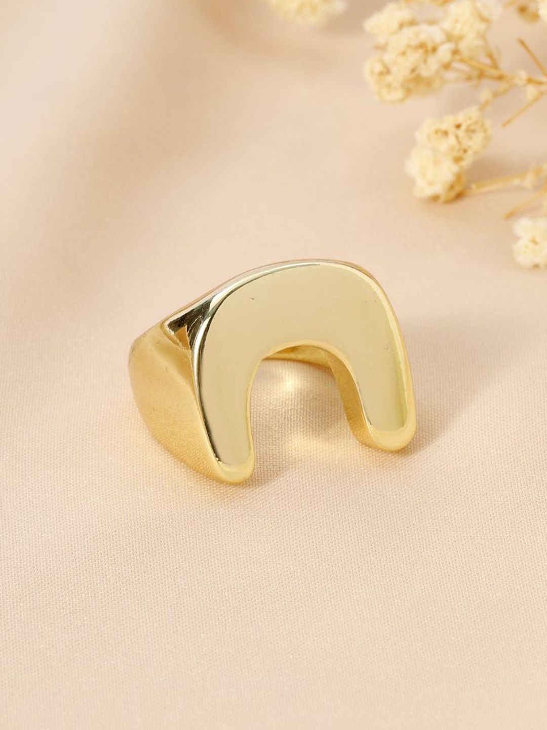 SALTY Women & Girls Moonbend Golden Stylish Adjustable Finger Ring