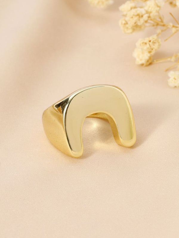 SALTY Women & Girls Moonbend Golden Stylish Adjustable Finger Ring