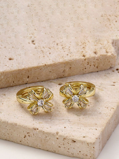 SALTY Gold-Plated Contemporary Artificial Stone Studded Studs Earrings
