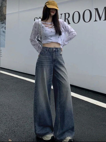 The Roadster Life Co. Smart Wide Leg High-Rise Mildly Distressed Heavy