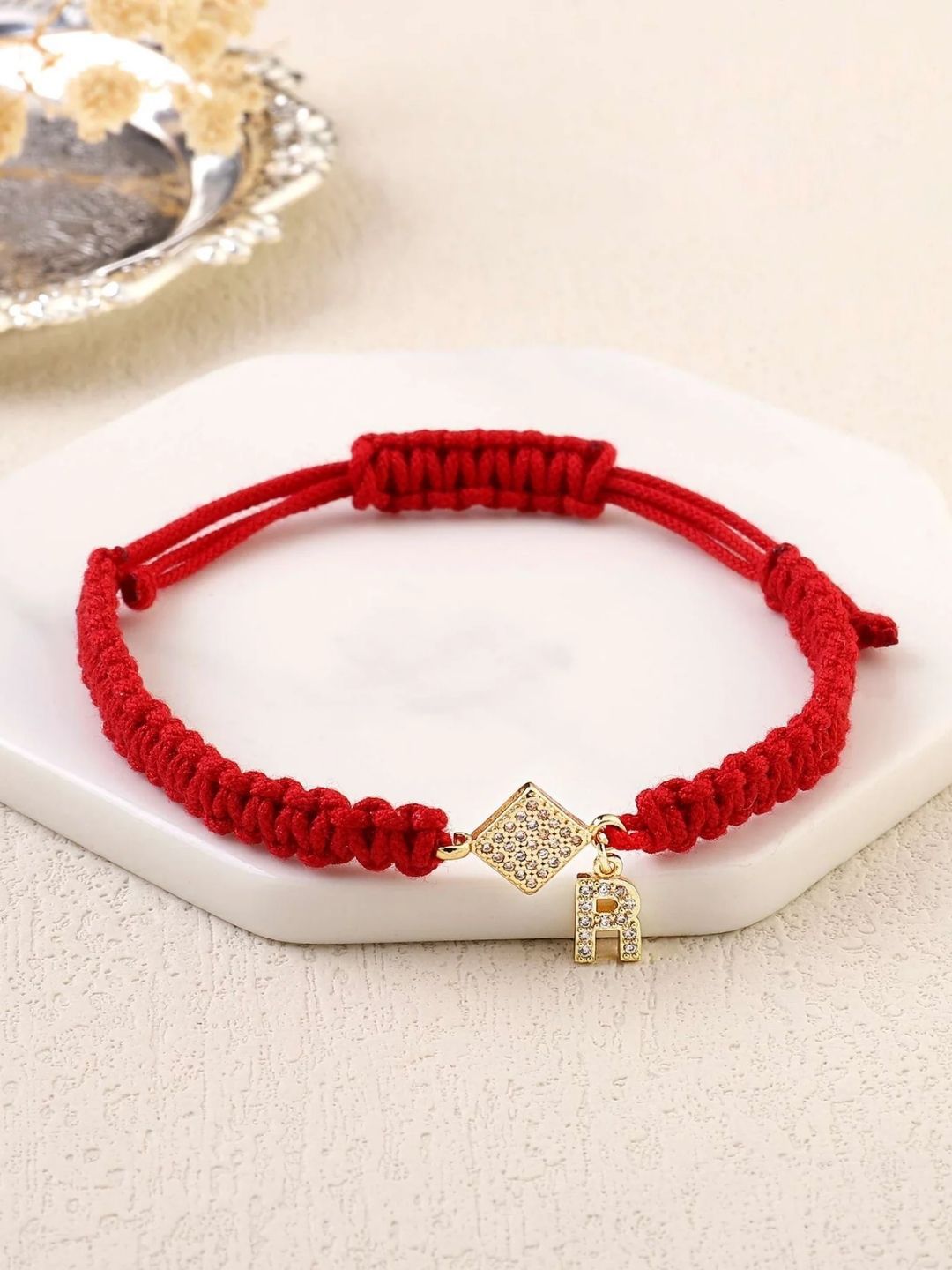 SALTY Pack of 2 Women Red Thread Initial Bracelet - Alphabet-R