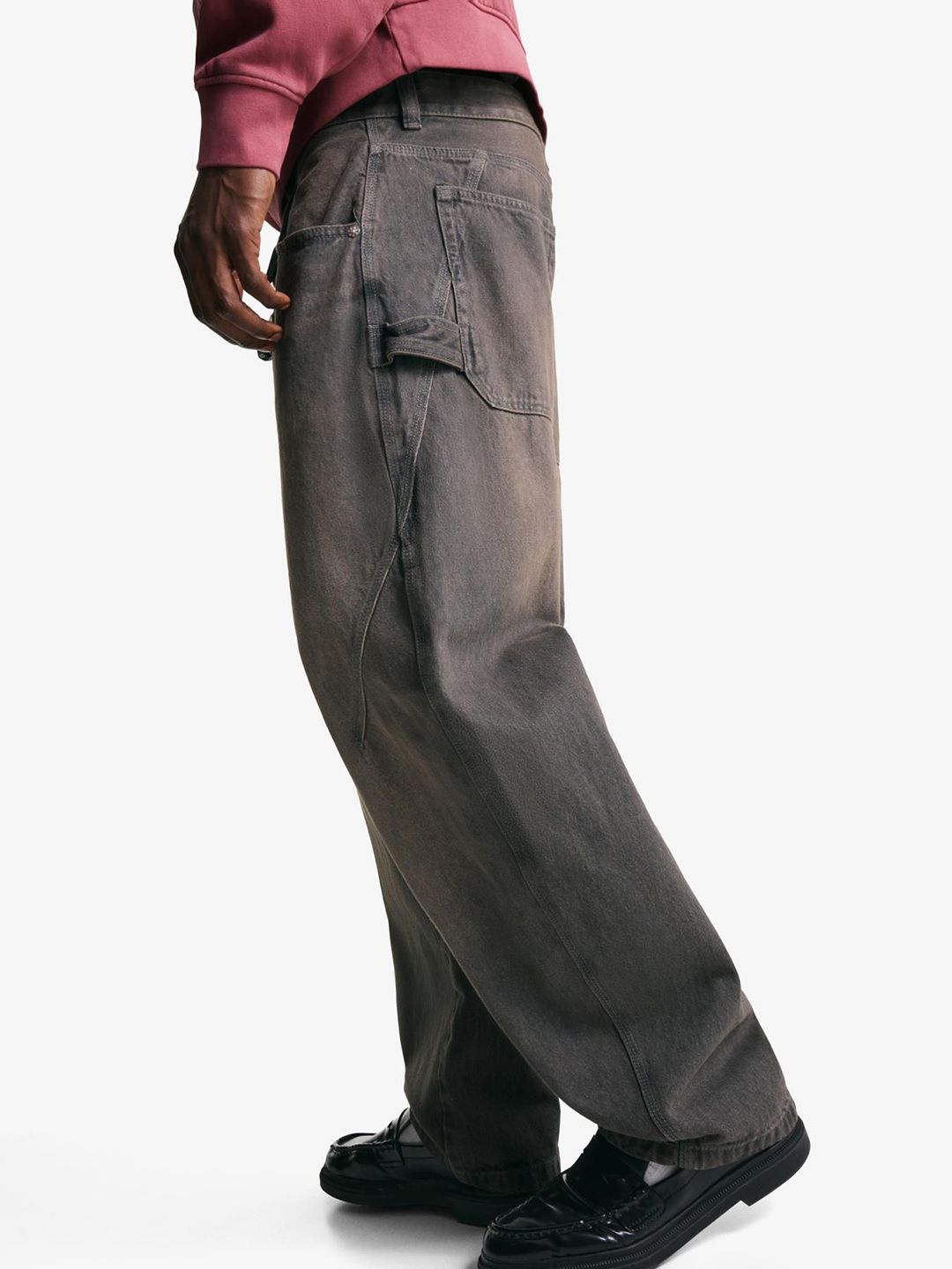 Men Balloon Baggy Fit Mid-Rise Light Fade Cotton Jeans