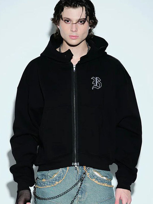 Men Shadow Sigil Zip Hooded Pullover Sweatshirt