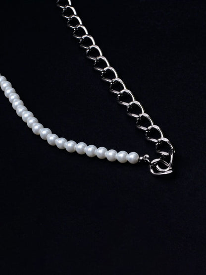 SALTY Men Stainless Steel Artificial Beads Necklace
