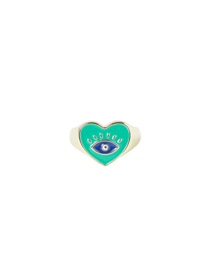 SALTY Enamelled Bella Evil Eye Love Finger Ring