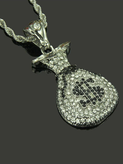 SALTY Stainless Steel Artificial Stones Studded Contemporary Pendants with Chains