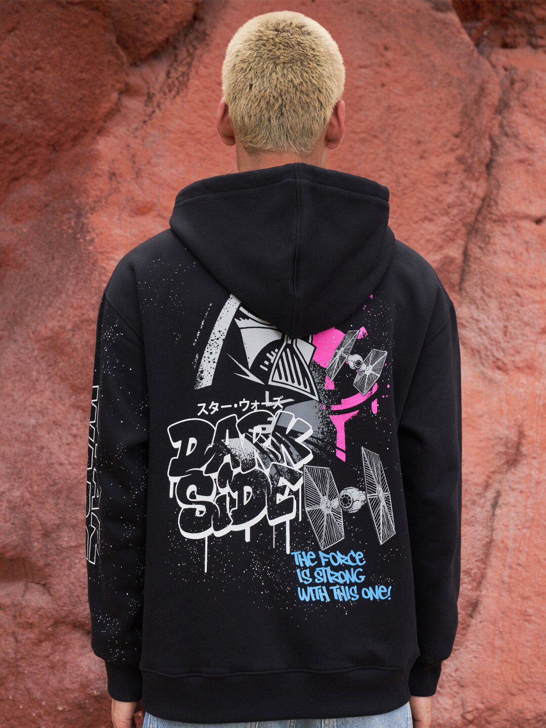 Typography Printed Hooded Cotton Pullover