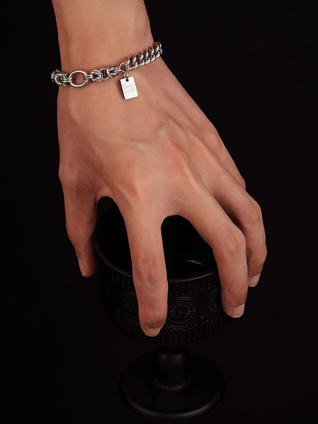 Men Handcrafted Silver-Plated Link Bracelet