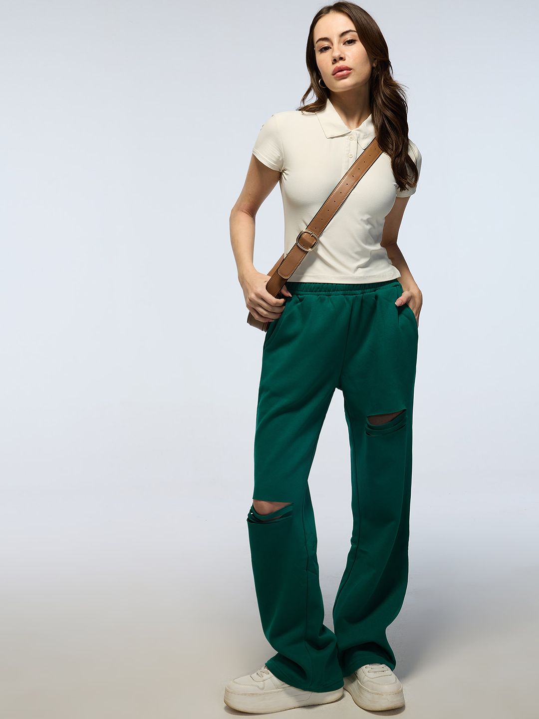 White Techpique Cropped Polo