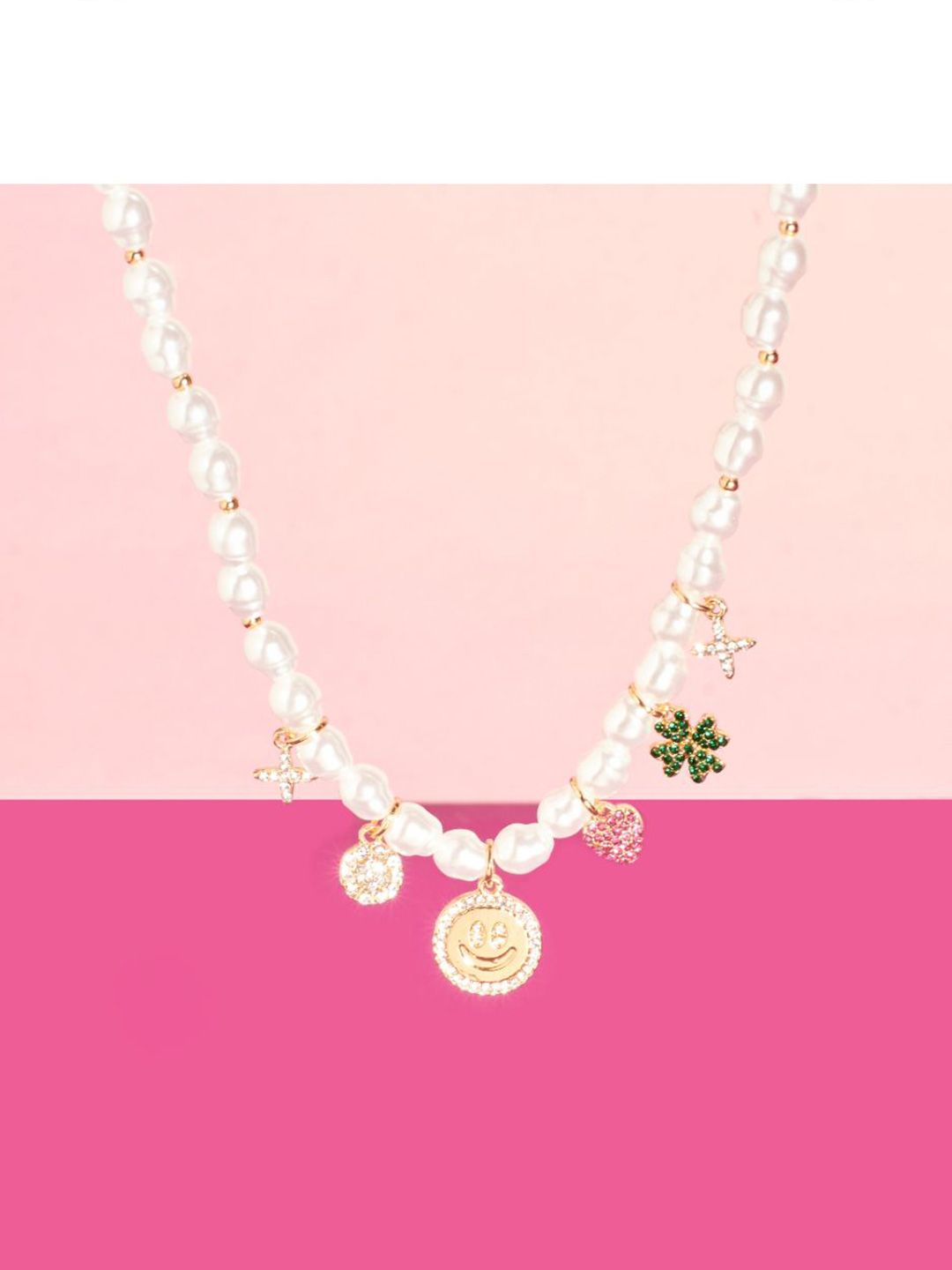 SALTY Sleek Pearl Tassel Charm Statement Necklace