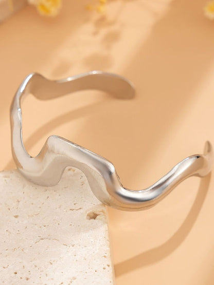Men Silver-Plated Cuff Bracelet