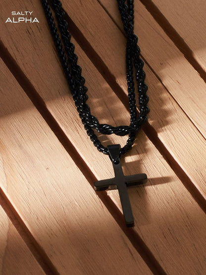 SALTY Stainless Steel Cross Pendant With Chain