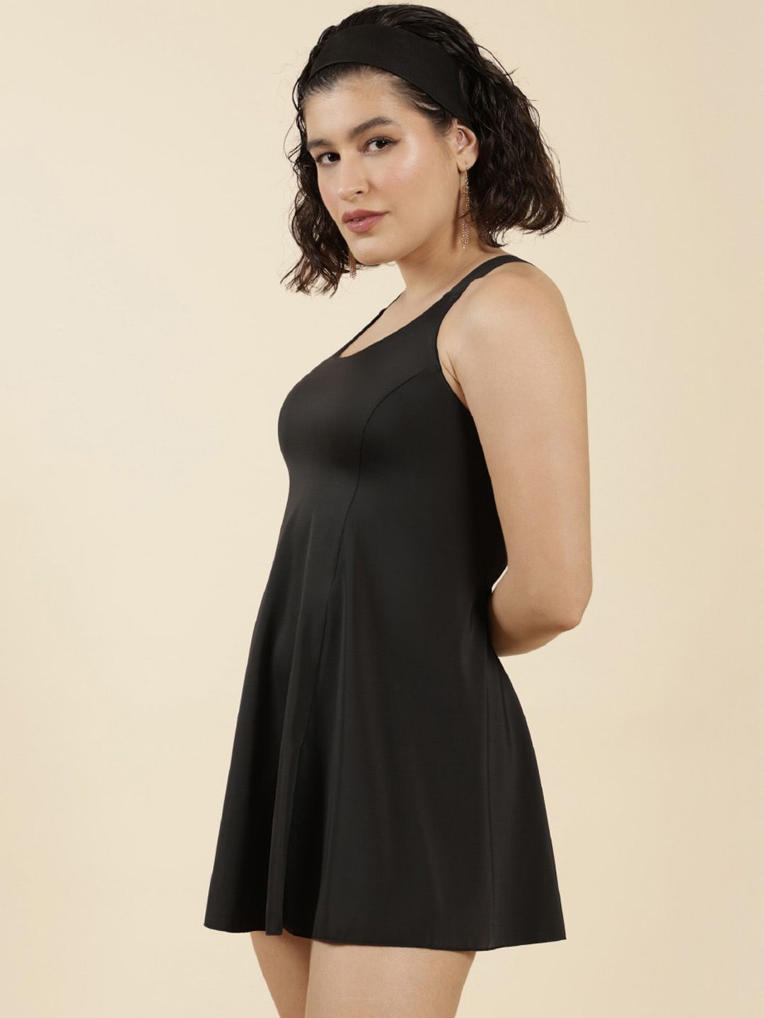 Racer Back UPF 40+ Protection Swimming Dress With Attached Shorts