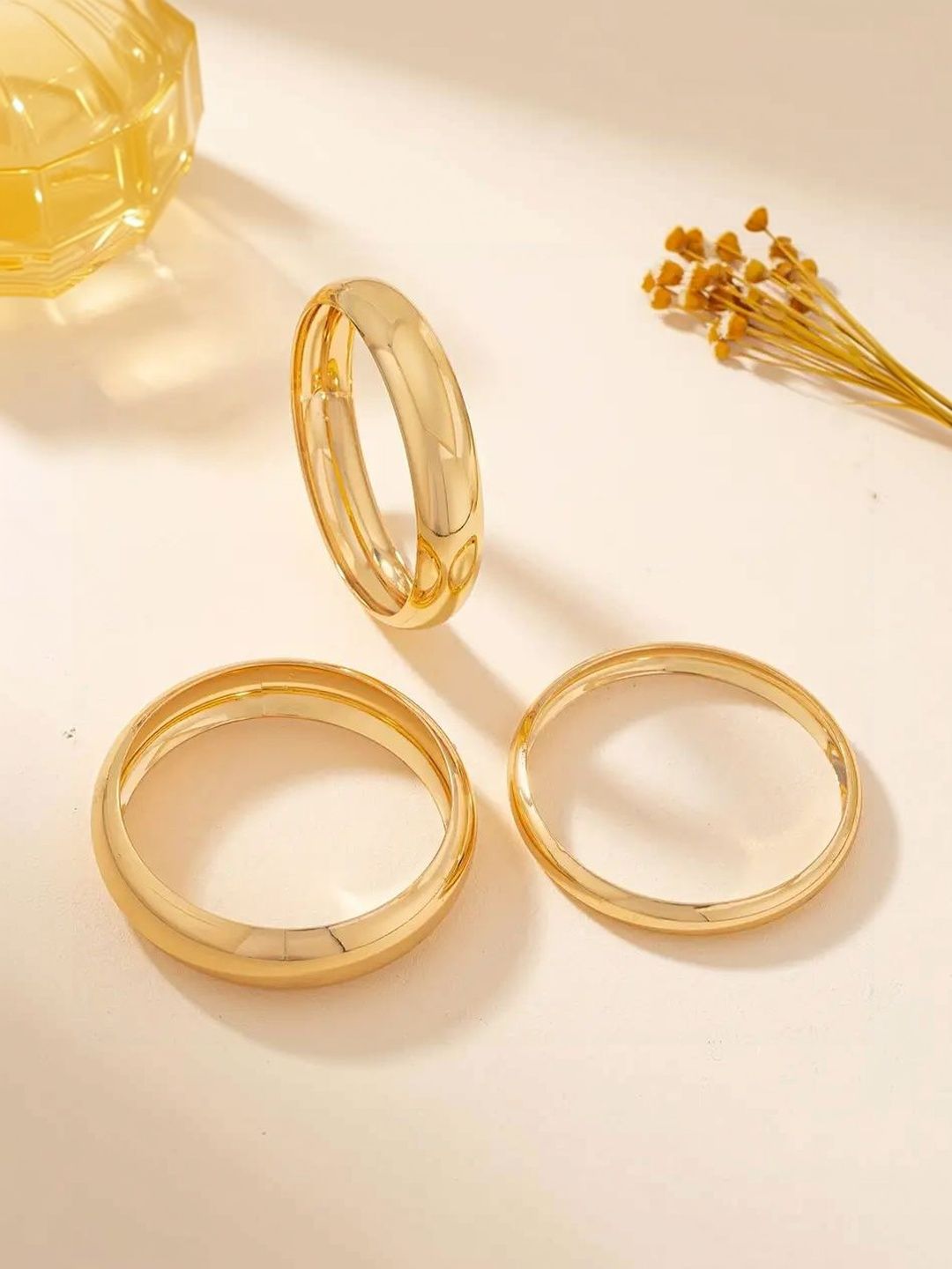 Women 3 Gold-Plated Kada Bracelet