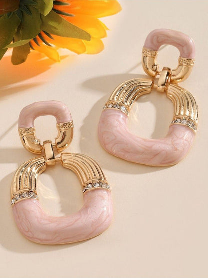 SALTY Stone Studded Square Shaped Drop Earrings