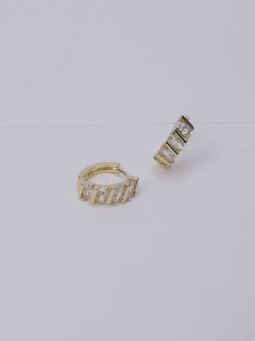 SALTY Gold-Plated Contemporary Artificial Stone Studded Studs Earrings