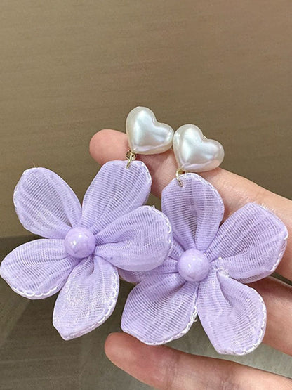 Artificial Beaded Floral Shaped Drop Earrings