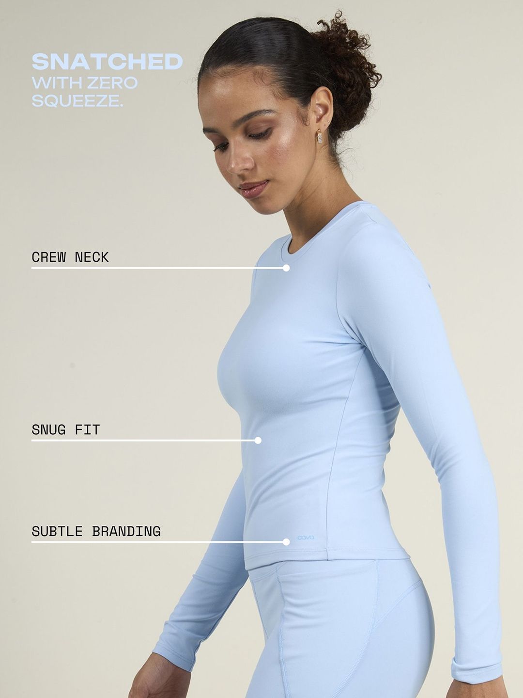 Women Ice Blue Sculpt Crew Top