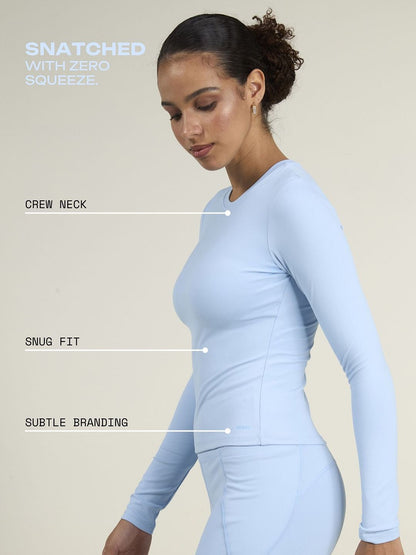 Women Ice Blue Sculpt Crew Top