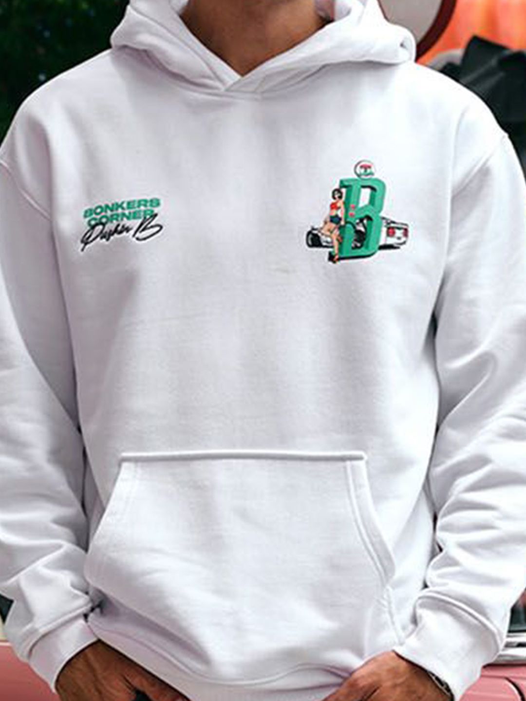 Men Printed Hooded Pullover Sweatshirt