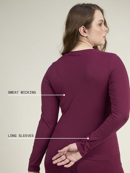 Burgundy Sculpt V-Neck Top