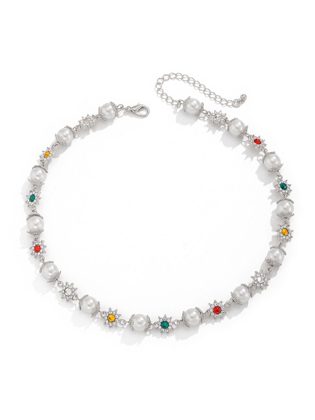 Women Silver-Plated Enamelled Necklace