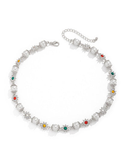 Women Silver-Plated Enamelled Necklace