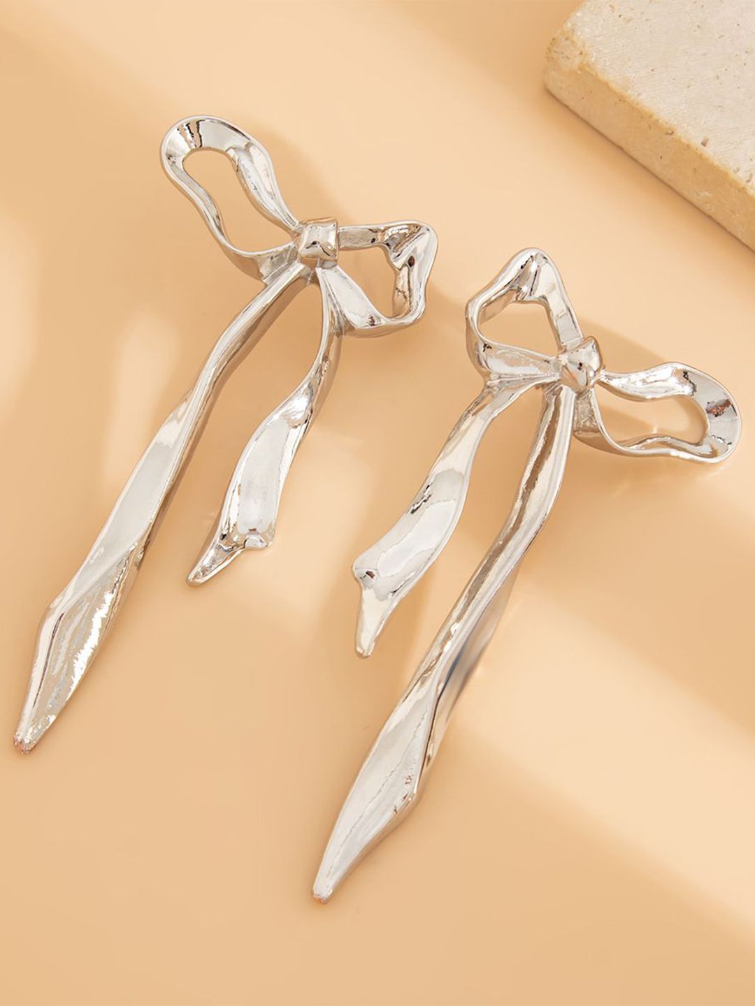 Silver-Plated Contemporary Drop Earrings