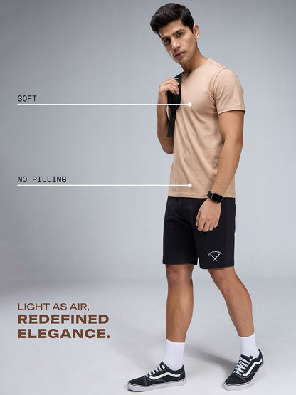 Beige Supima V - Neck T-Shirt