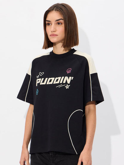 Women Oversized Dc Black Tshirts