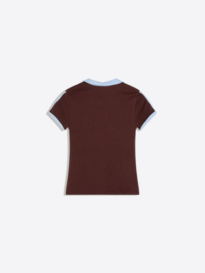 Short sleeve polo collar print T-shirt