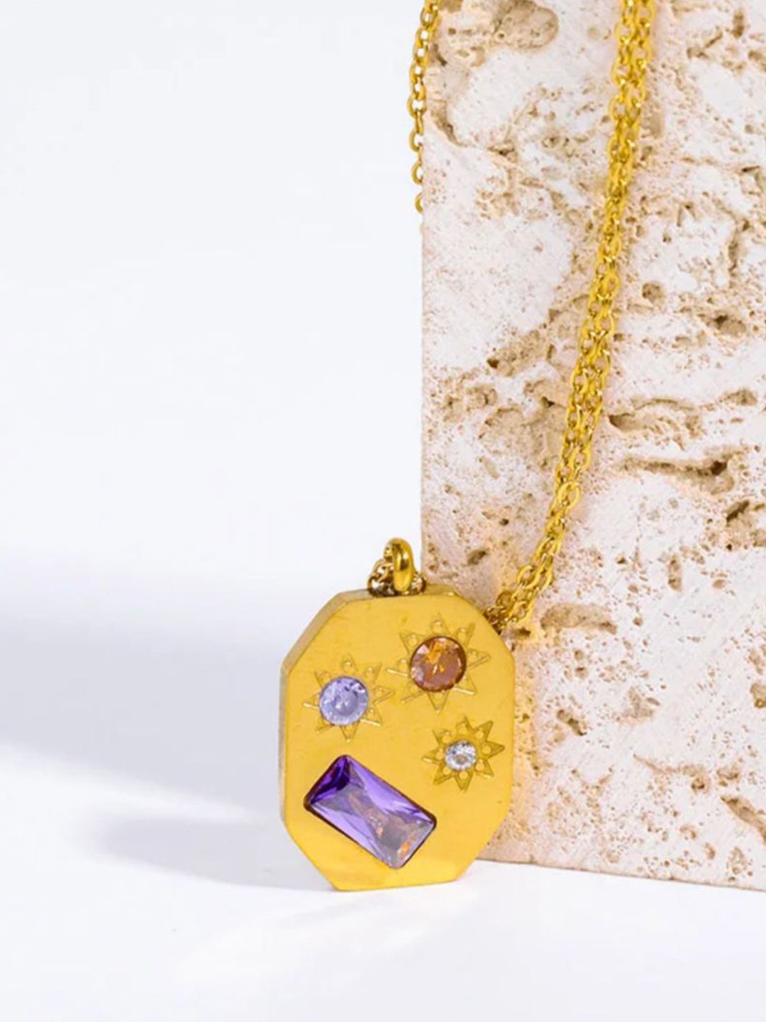 SALTY Stainless Steel  Classic Chic Golden Pendant With Chain