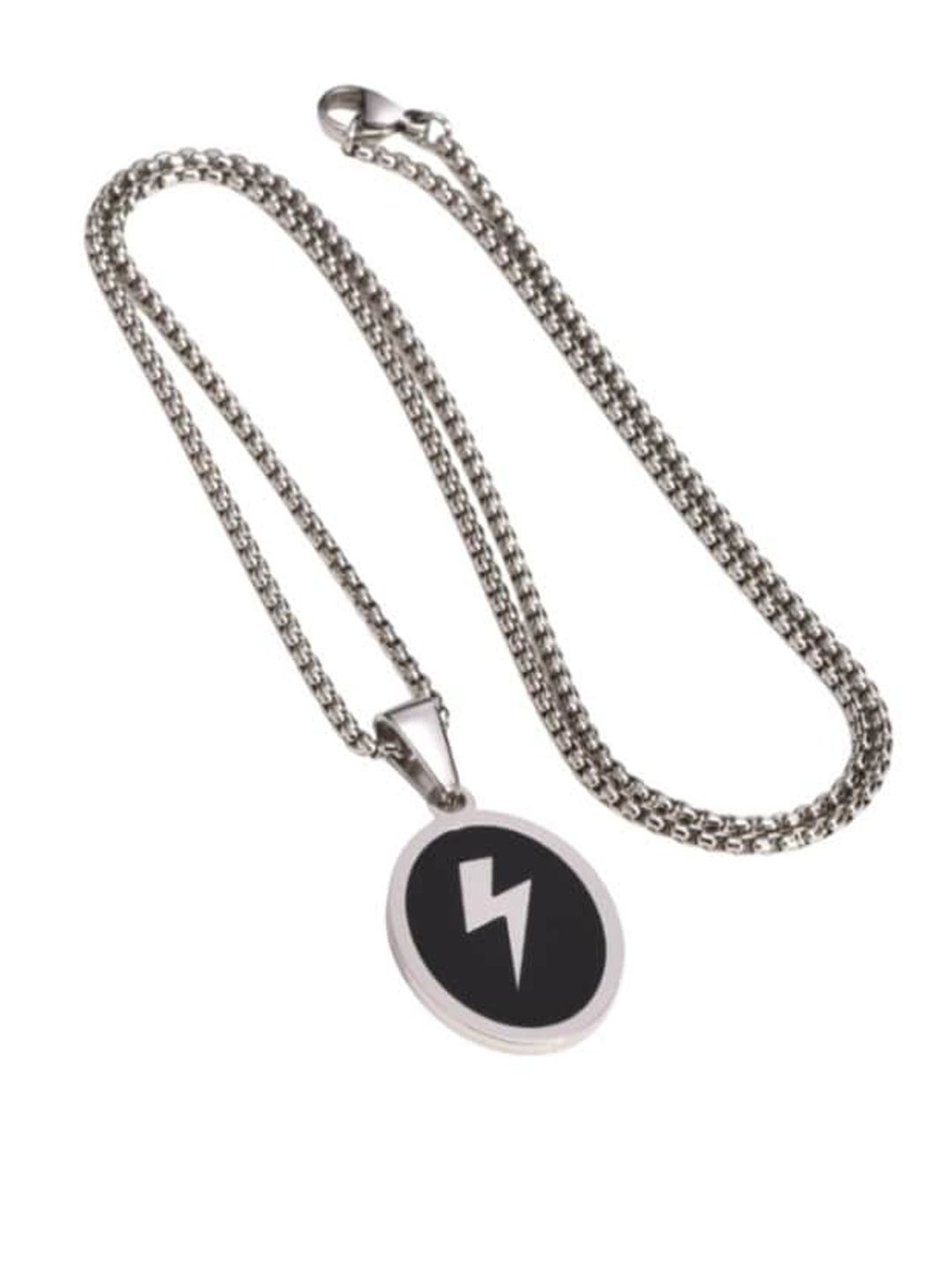 SALTY Silver-Plated Oval Pendant With Chain