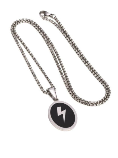 SALTY Silver-Plated Oval Pendant With Chain