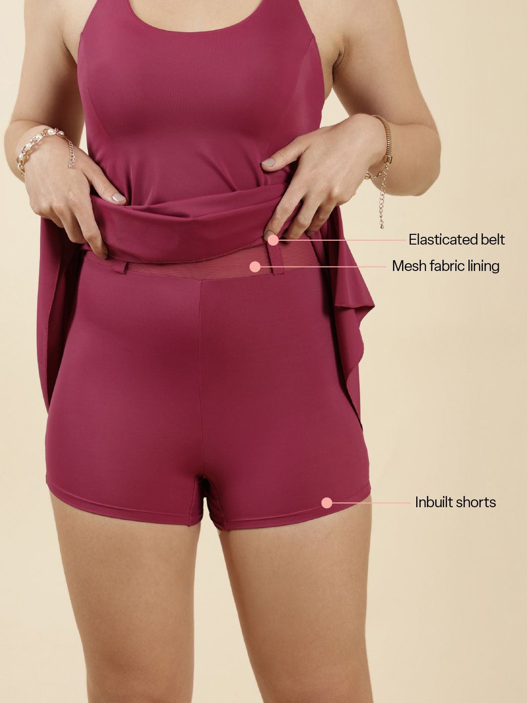 Racer Back UPF 40+ Protection Swimming Dress With Attached Shorts