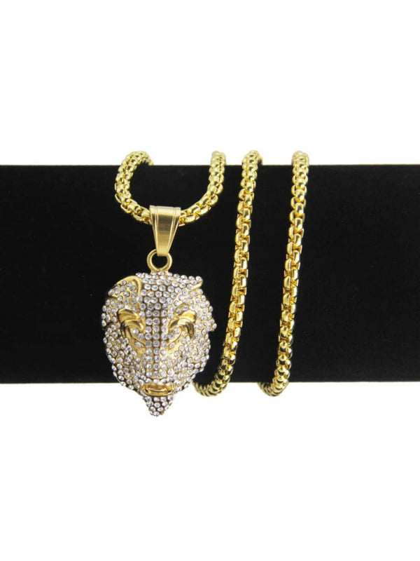 SALTY Stainless Steel Stone Studded  Animal Shaped Pendants with Chains