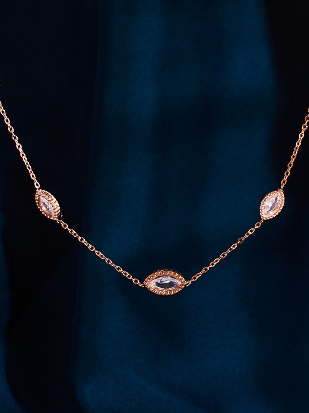 SALTY Dazzling Dreams Stones Studded Minimal Stainless Steel Necklace