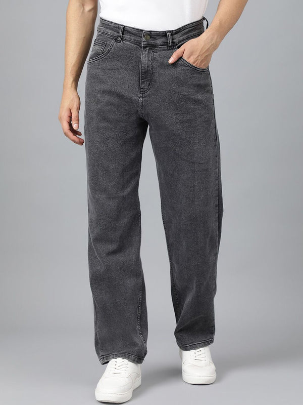 Men Charcoal Jean Fit Low-Rise Heavy Fade Stretchable Jeans