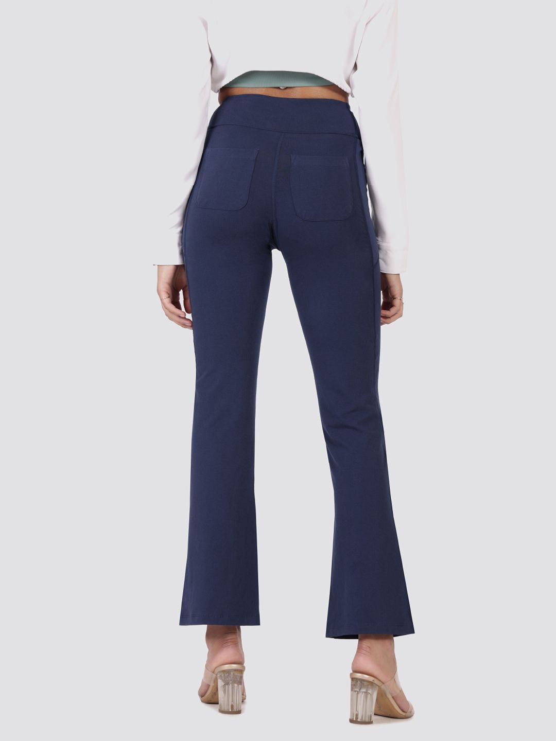 Women Plus Size High Waist Groove In Cotton Flare Track Pants