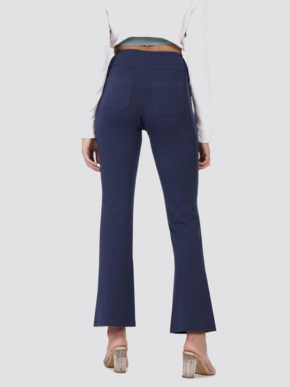 Women Plus Size High Waist Groove In Cotton Flare Track Pants