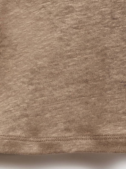 Drop-Shoulder Sleeves Pure Linen T-shirt