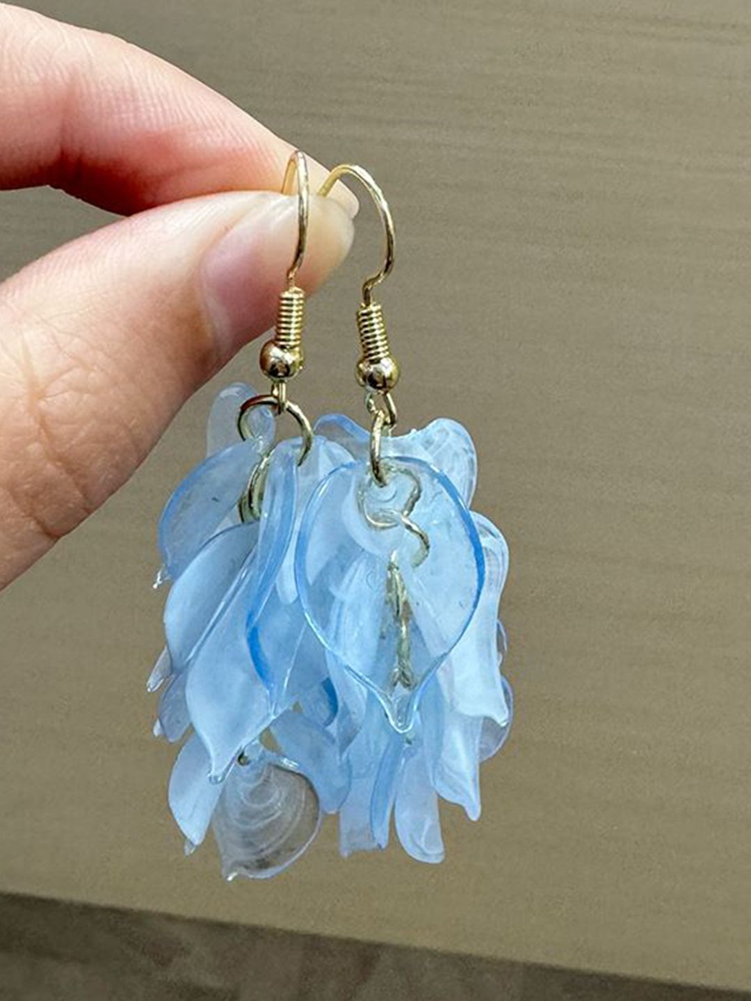 Gold Plated Leaf Shaped Drop Earrings