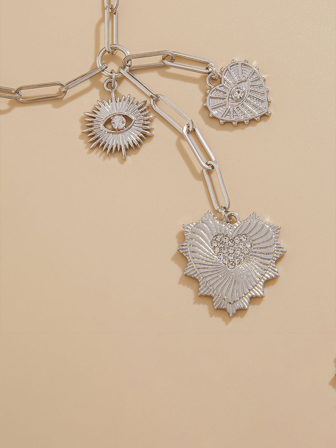 Silver-Plated Link Chains Statement Necklace