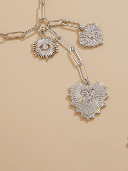 Silver-Plated Link Chains Statement Necklace
