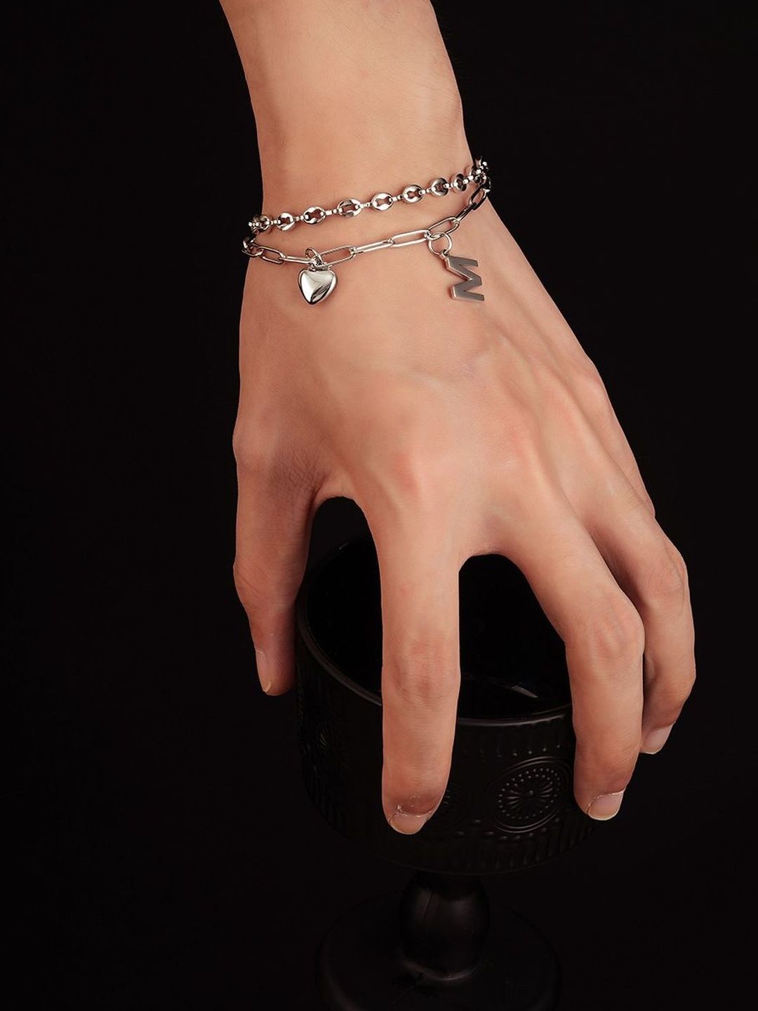 Men Handcrafted Silver-Plated Link Bracelet