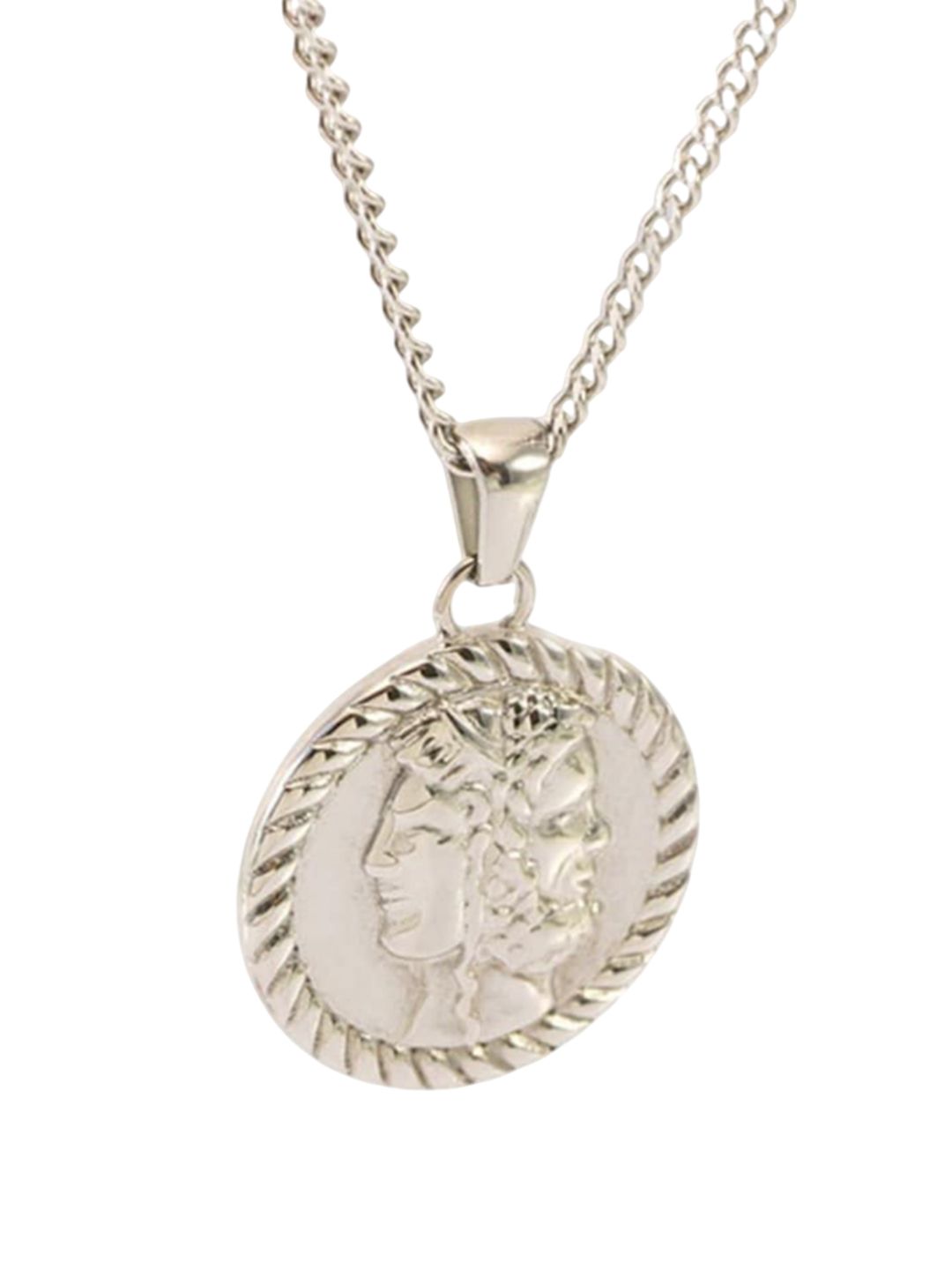 SALTY Silver-Plated Circular Pendant With Chain